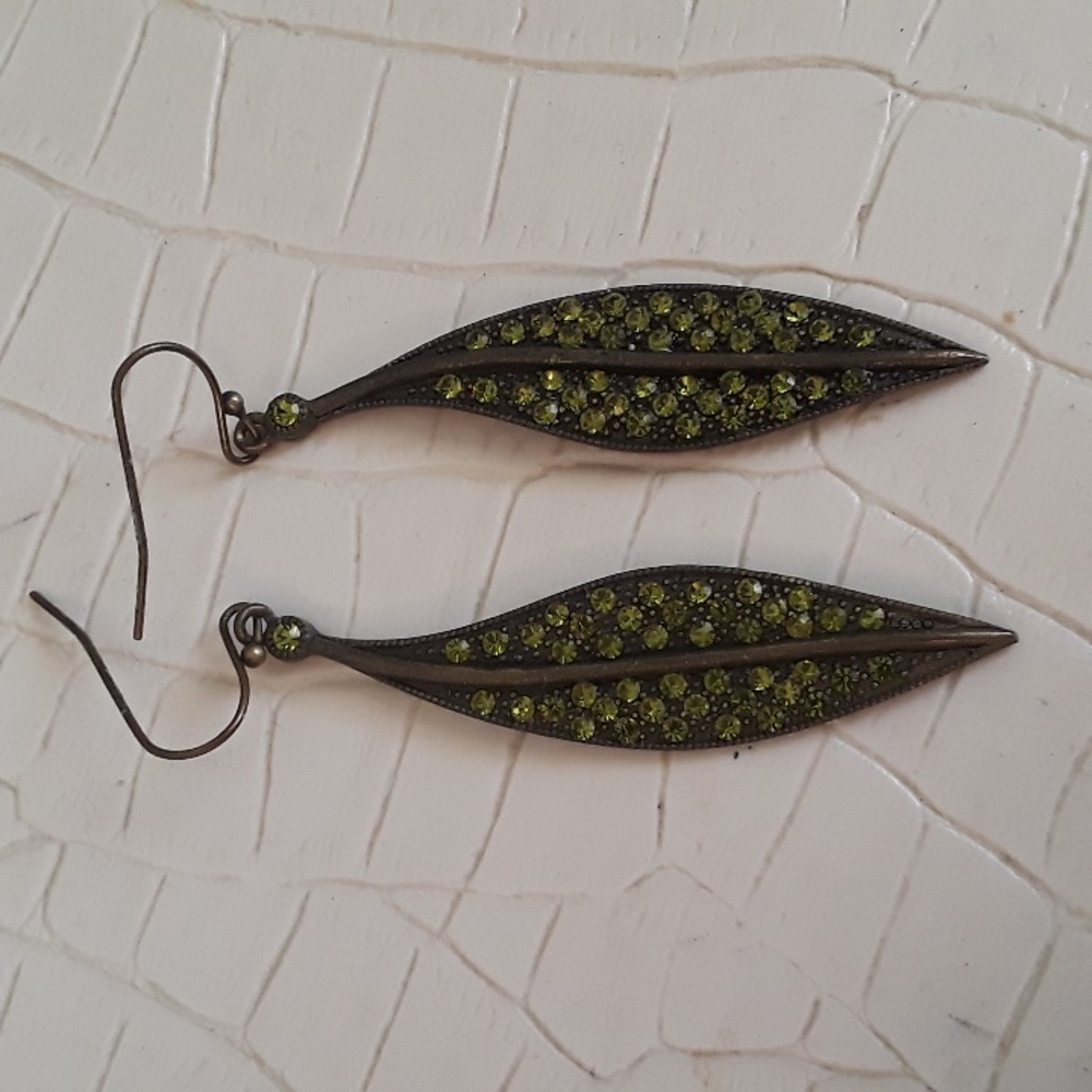 Crystal leaf earrings